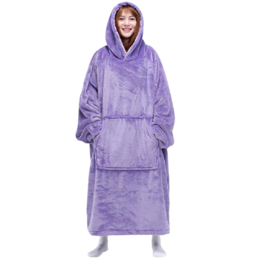 Hoodie Blanket Solid Colour Hooded Blanket Purple