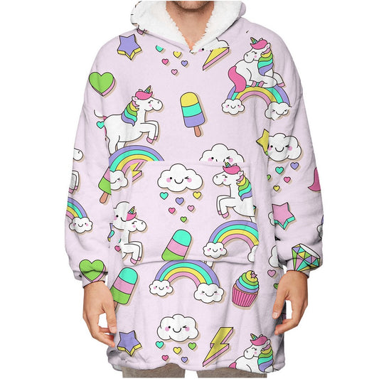 Unisex Hoodie Blanket Cartoon Printed Hooded Blanket Style 1