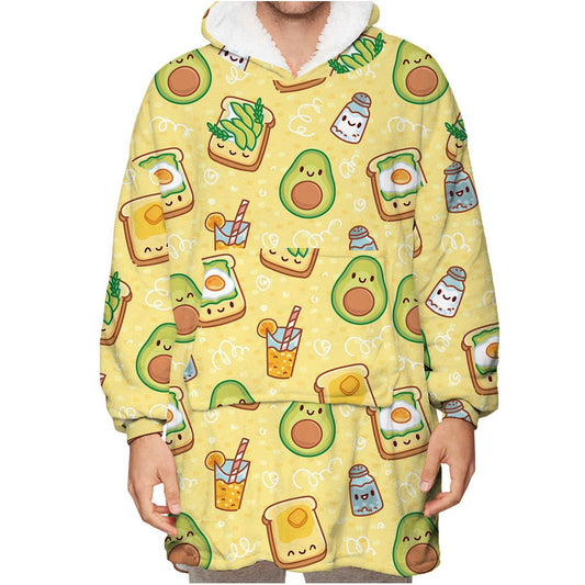Unisex Hoodie Blanket Cartoon Printed Hooded Blanket Style 3
