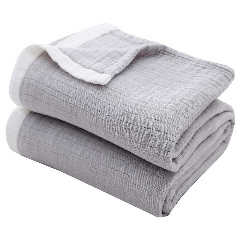 150x200cm 100% Cotton Blanket Soft Muslin Blanket for All Season Grey