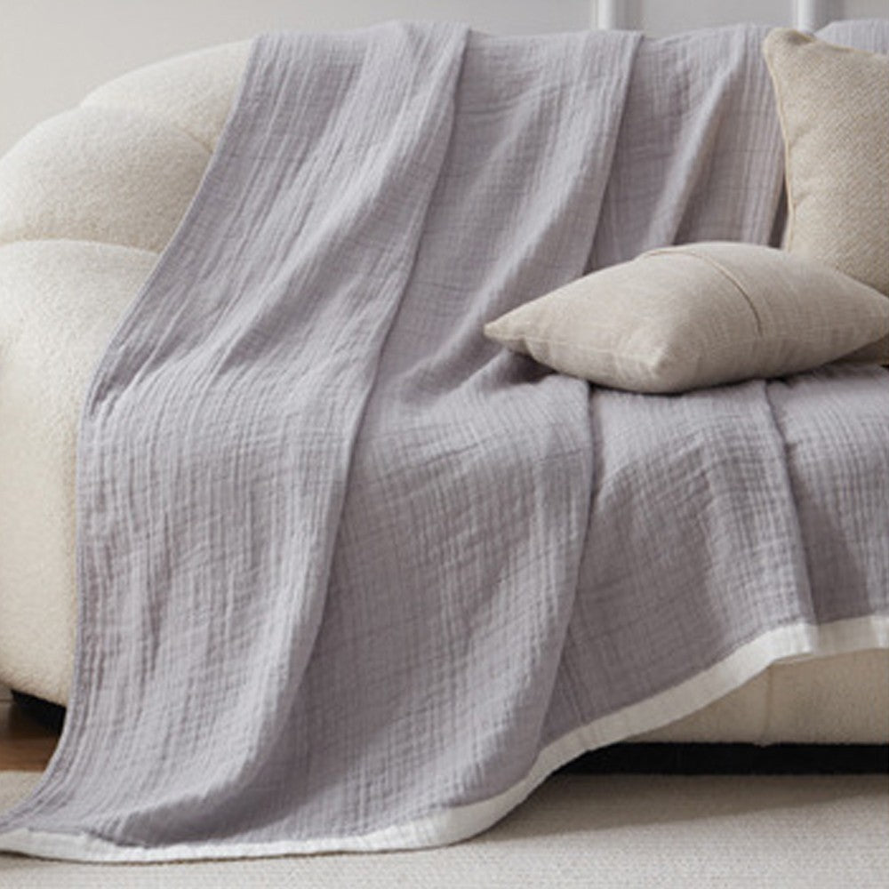 130x150cm 100% Cotton Blanket Soft Muslin Blanket for All Season Grey
