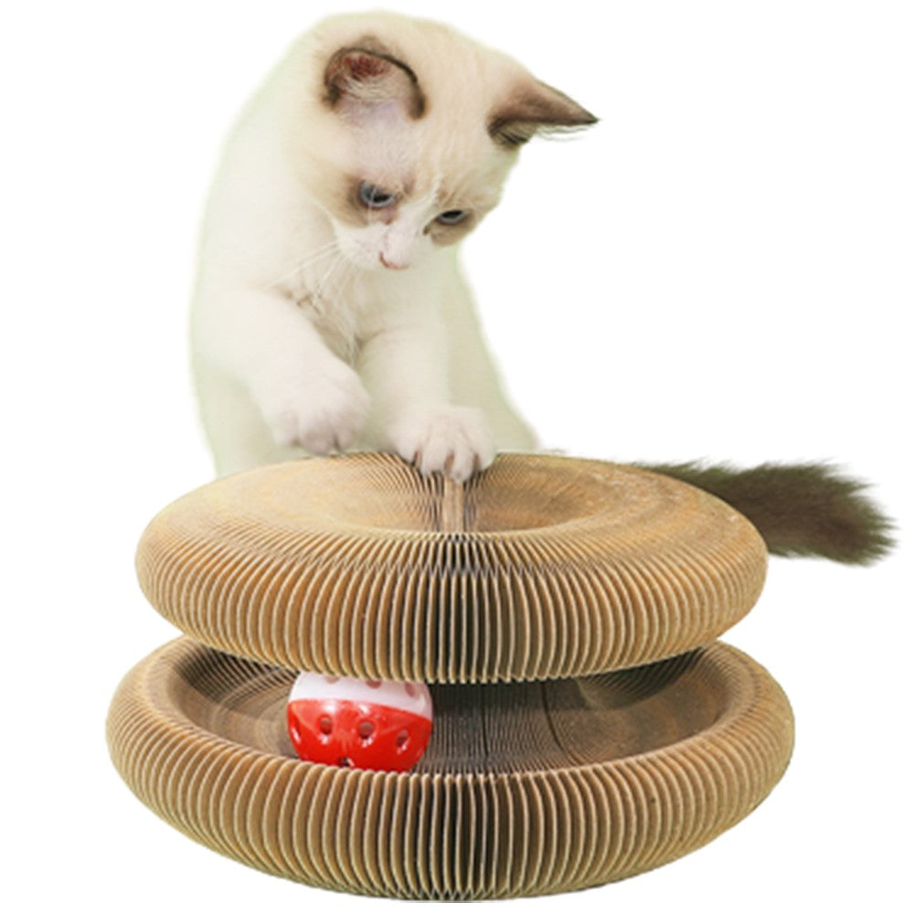 1Pc Magic Organ Cat Claw Scratching Board Cat Toy with Toy Bell Ball
