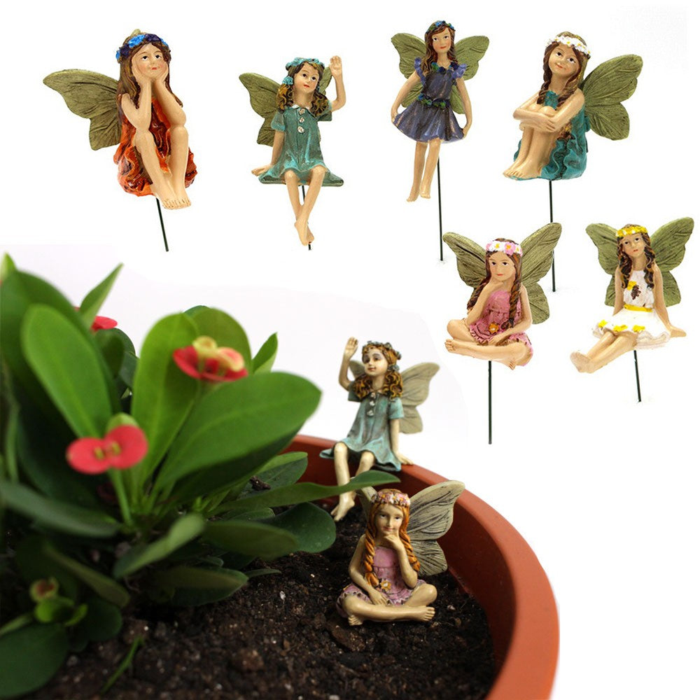 6Pcs Miniature Fairies Statue Figurines for Pot Plants