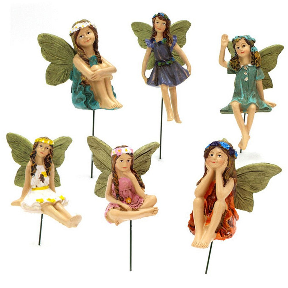 6Pcs Miniature Fairies Statue Figurines for Pot Plants