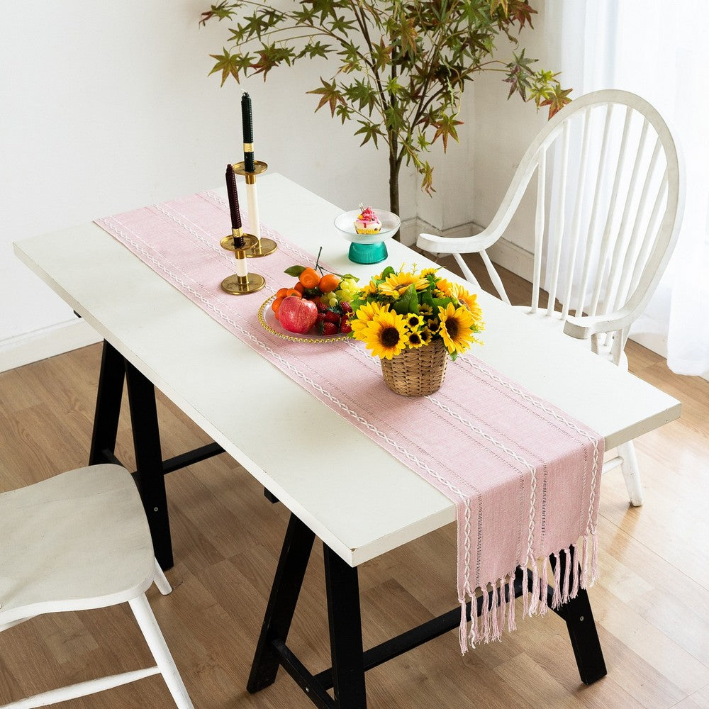 33x200cm Linen Table Runner Farmhouse Table Runner Pink