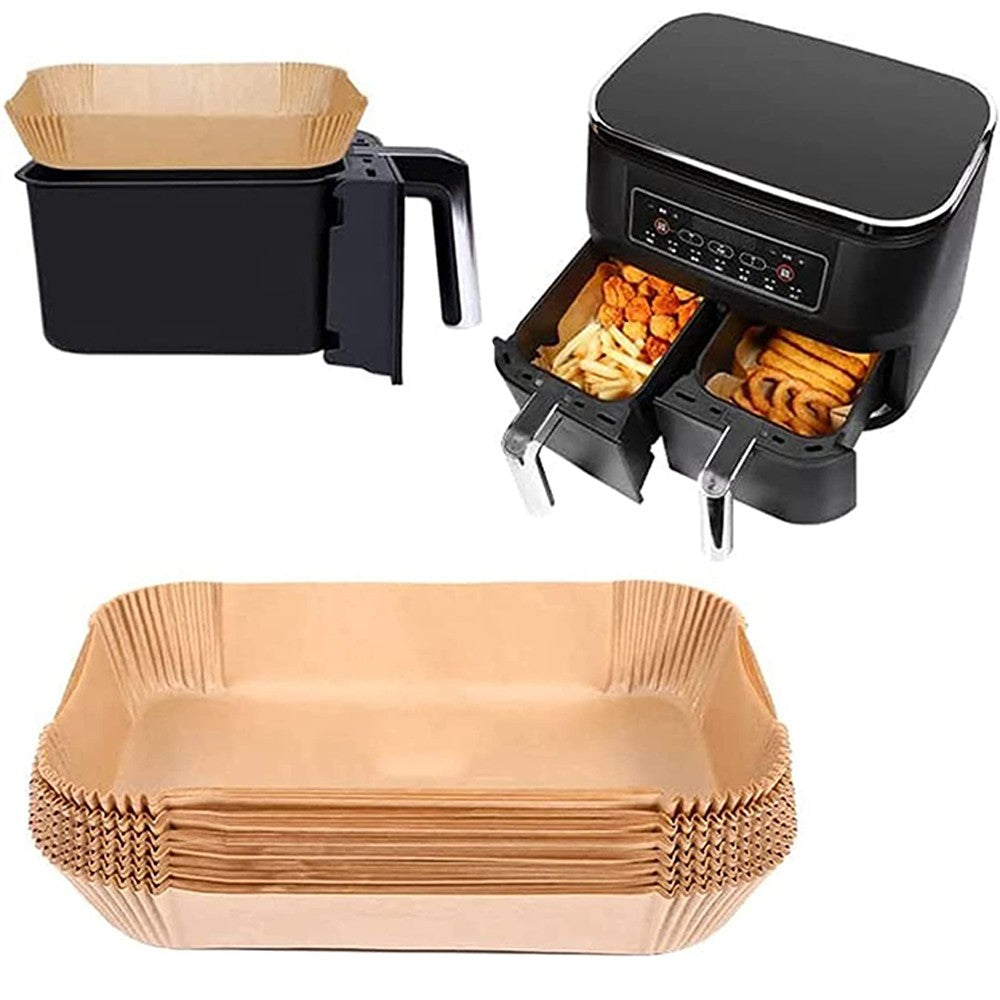 100Pcs Air Fryer Disposable Paper Liners Rectangle Liners Baking Paper Brown