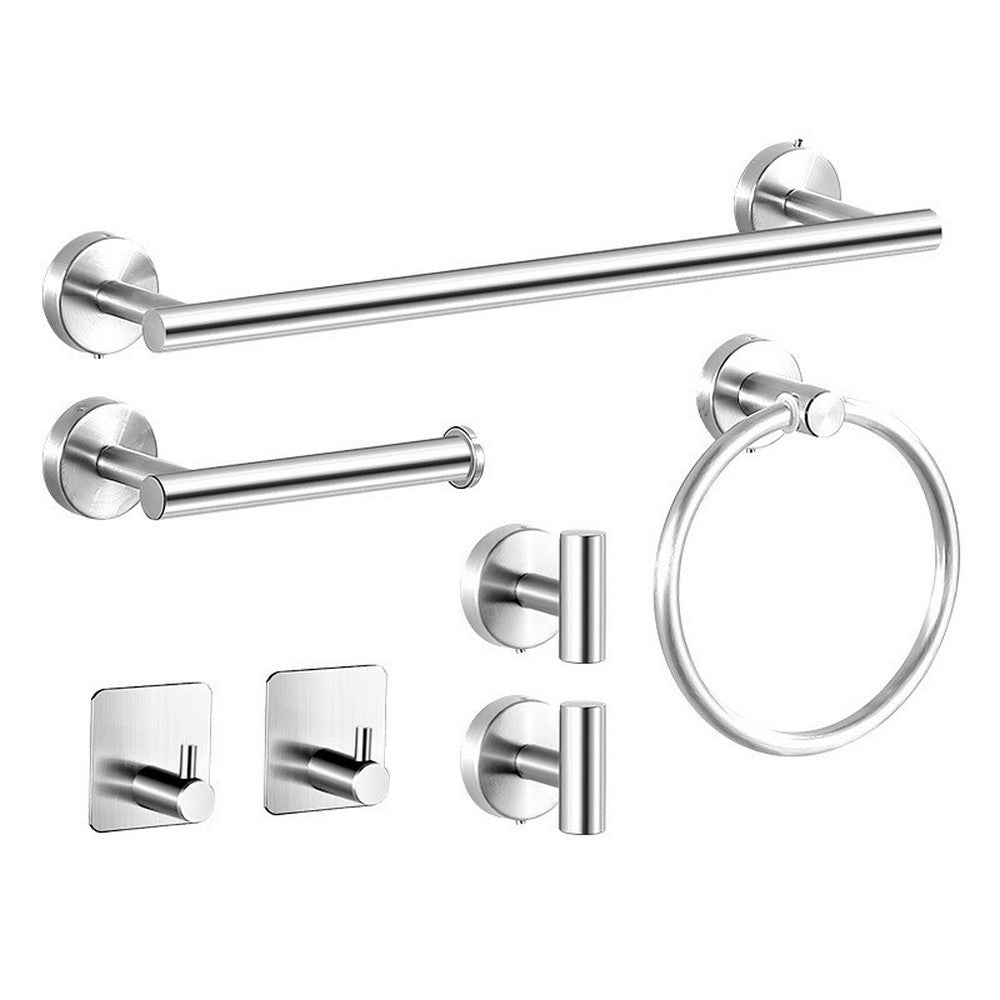 7Pcs Bathroom Hardware Set Bath Towel Bar Set Bathroom Accessories Stainless Steel Wall Mount