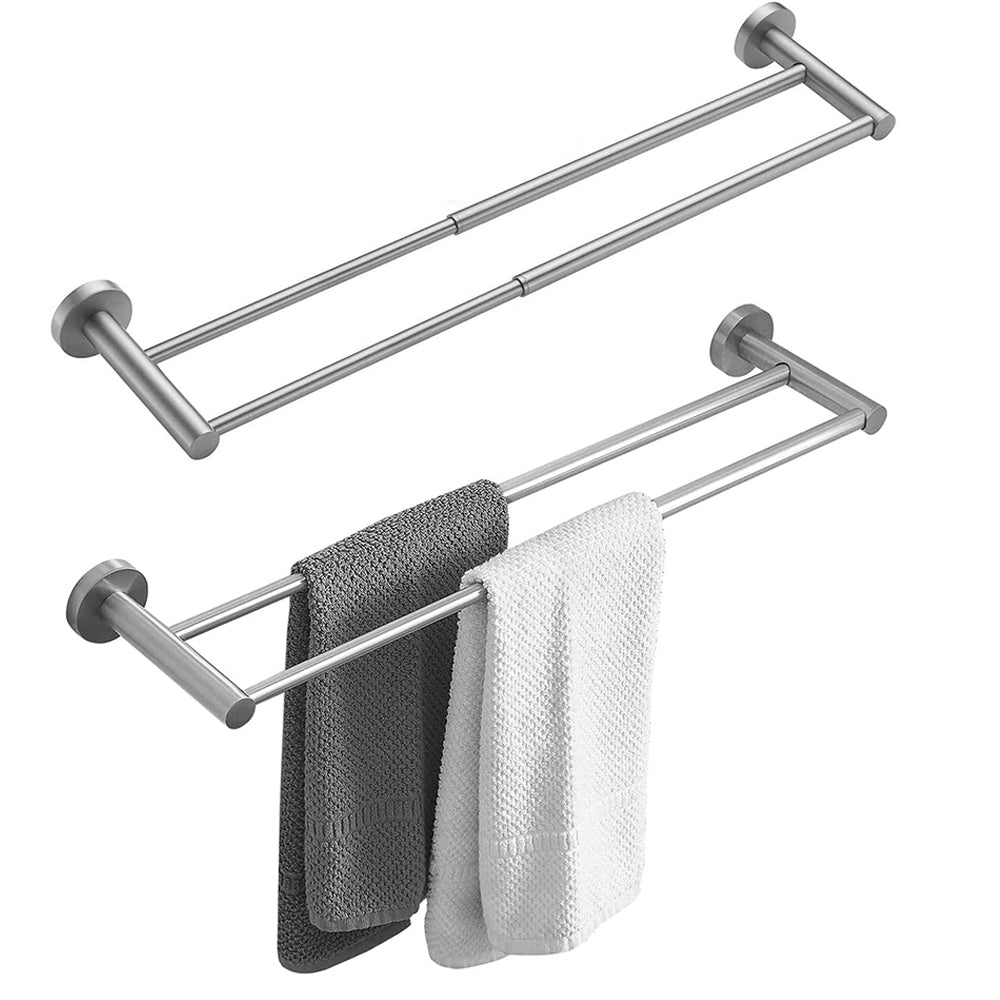 Adjustable Wall Mounted Bathroom Double Bath Towel Rail Bar