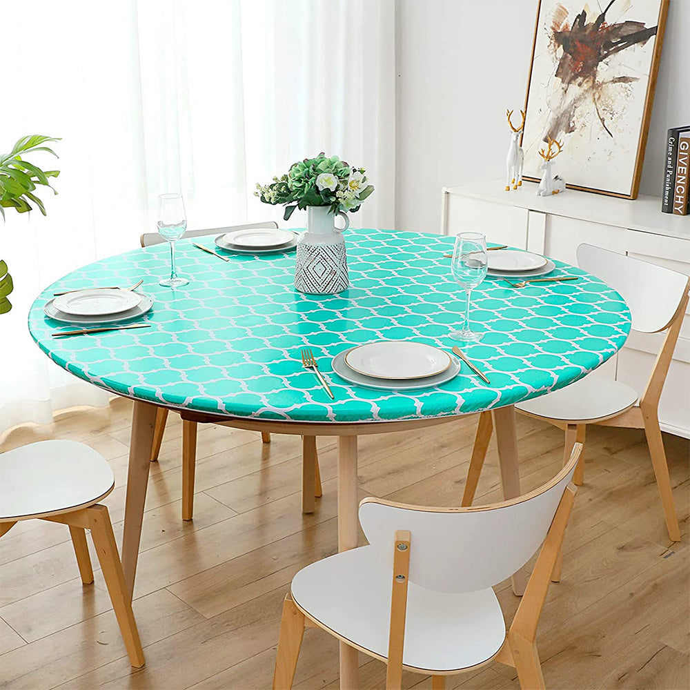 122cm Water Proof Round Table Cloth Cyan