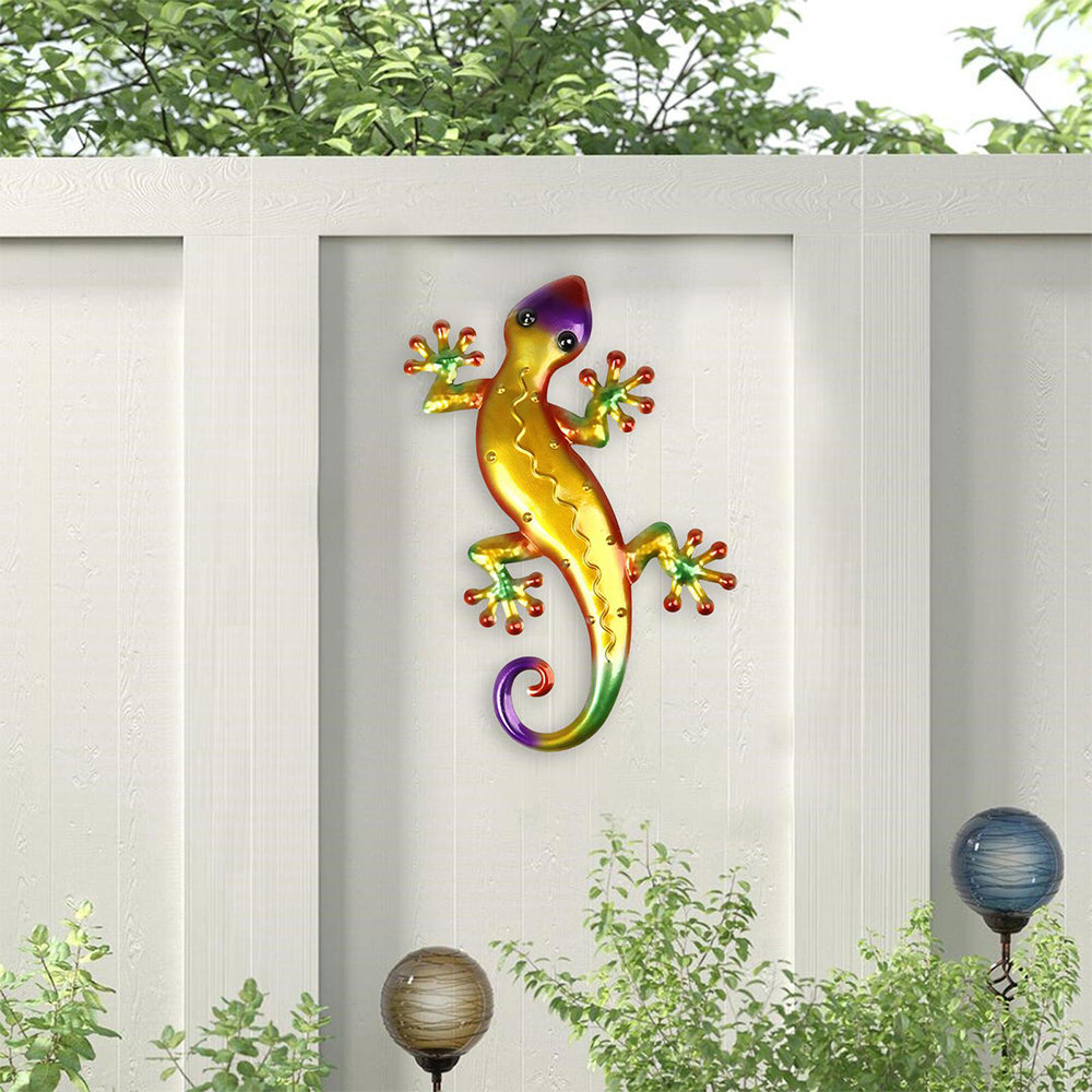 3Pcs Metal Lizard Hanging Wall Sculpture