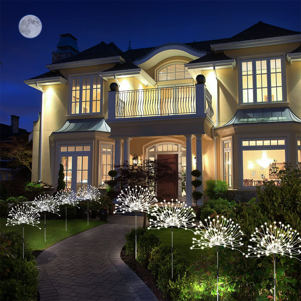 Set of 4Pcs Solar Firework Lights with Remote White Light