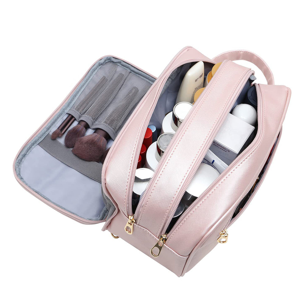 2X Water Resistant Travel Toiletry Bag Makeup Bag Pink Black