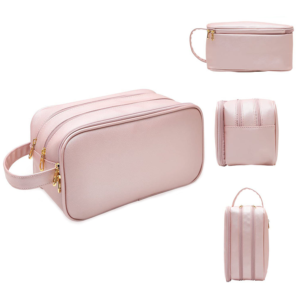 2X Water Resistant Travel Toiletry Bag Makeup Bag Pink Black