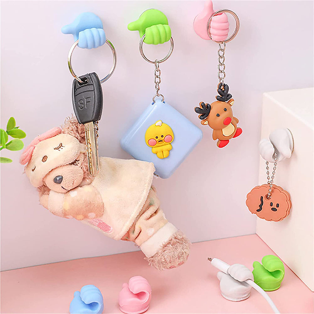 10Pcs Adhesive Silicone Thumb Cable Clip Random Color