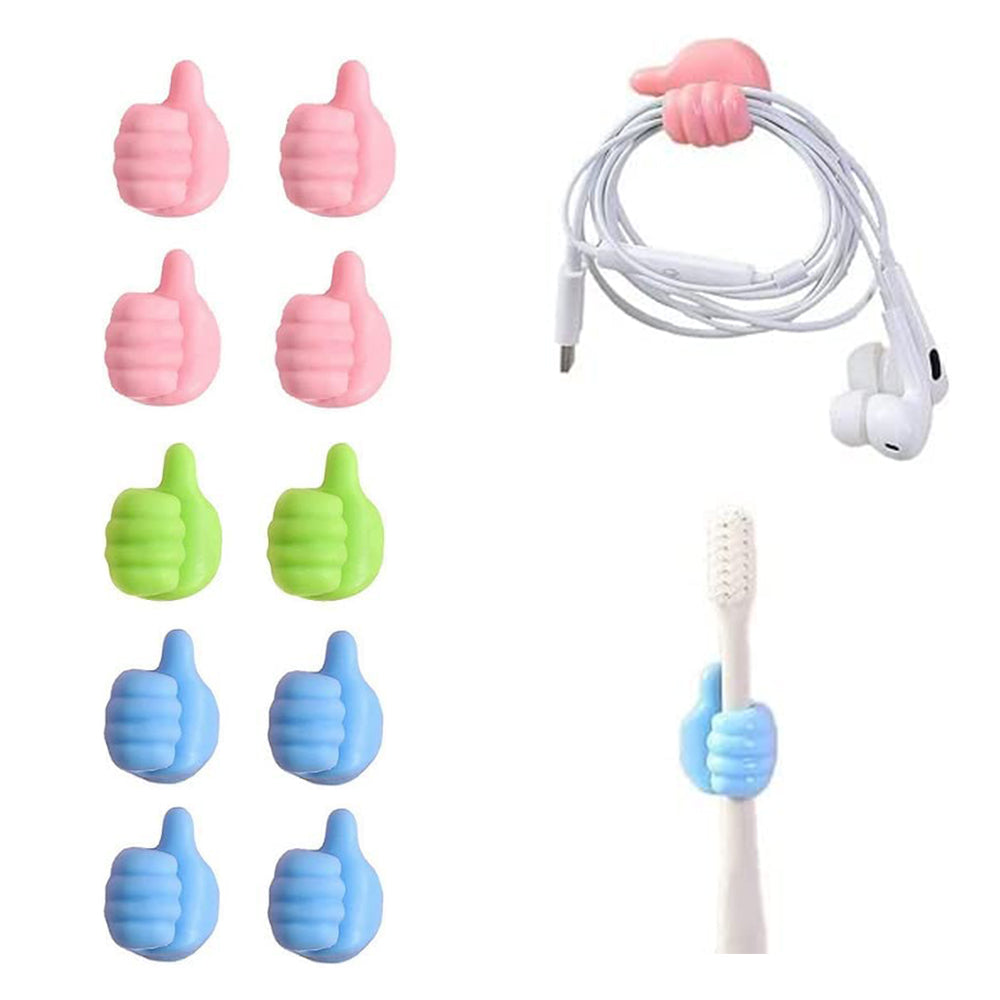 20Pcs Adhesive Silicone Thumb Cable Clip Random Color