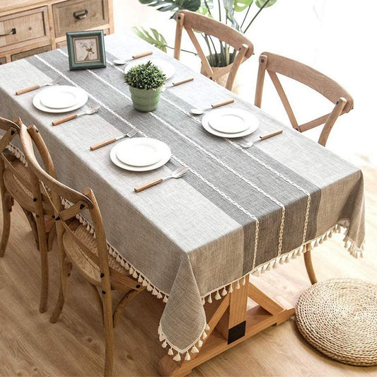 140x140cm Imitation Linen Table Cloth Embroidery Tablecloths Grey