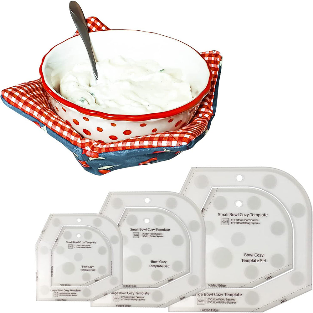 Set of 3Pcs Foldable Bowl Cozy Template Cutting Ruler