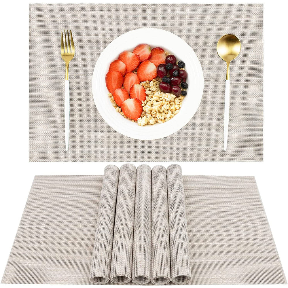 6 X Waterproof Washable Dining Table Placemats Beige