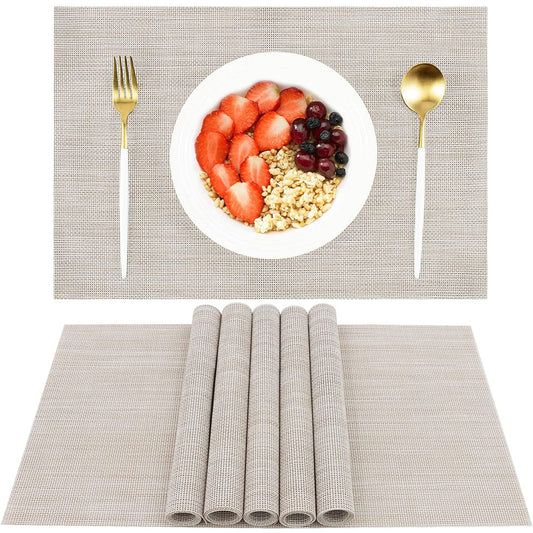 6 X Waterproof Washable Dining Table Placemats Beige