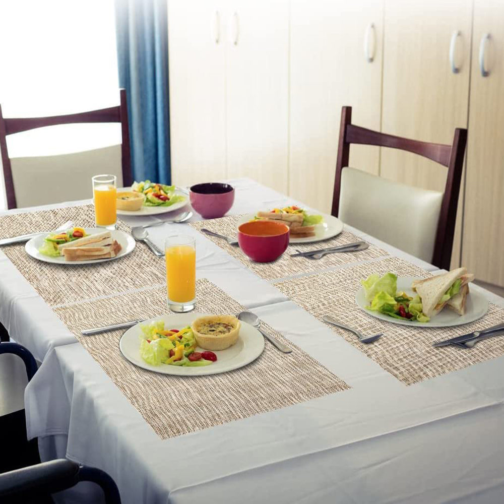 6 X Waterproof Washable Dining Table Placemats Beige