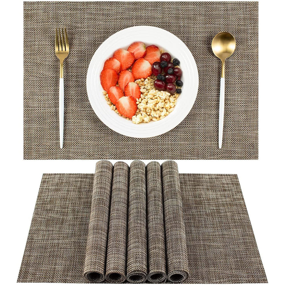 6 X Waterproof Washable Dining Table Placemats Coffee