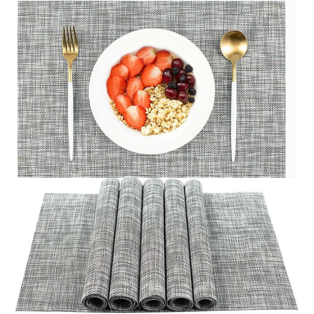6 X Waterproof Washable Dining Table Placemats Grey