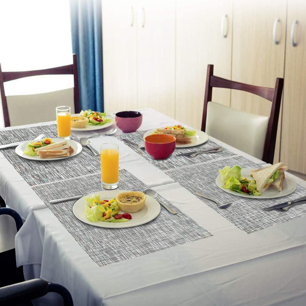 6 X Waterproof Washable Dining Table Placemats Grey