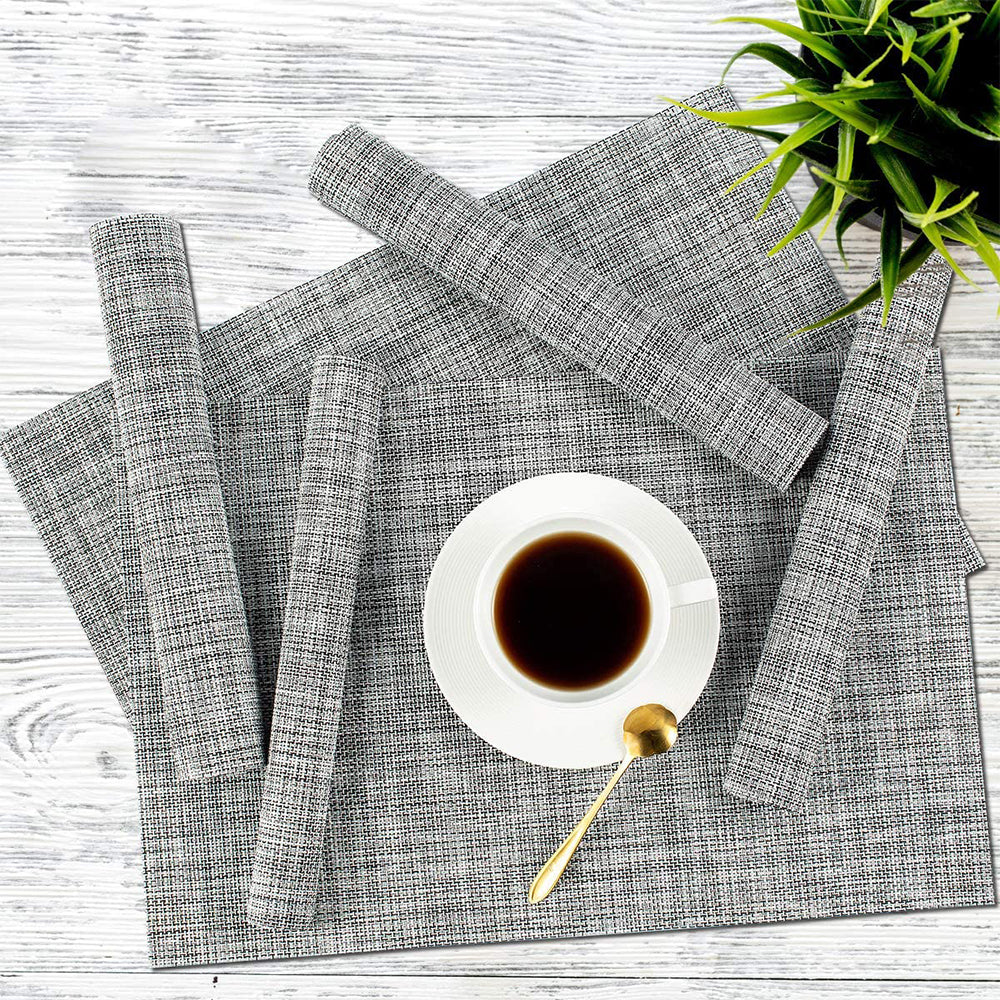 6 X Waterproof Washable Dining Table Placemats Grey