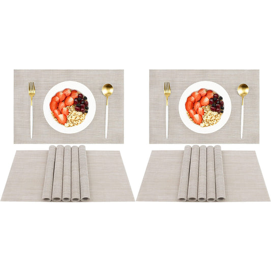 12 X Waterproof Washable Dining Table Placemats Beige
