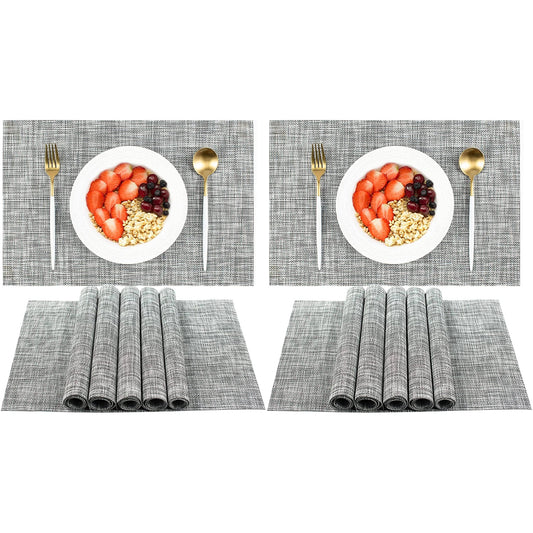 12 X Waterproof Washable Dining Table Placemats Grey