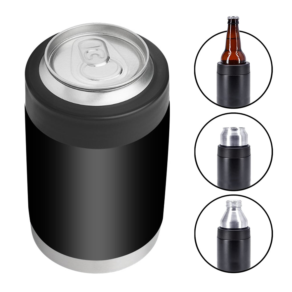 12 oz Double Wall Insulated Can Cooler Beer Bottle Cooler Black
