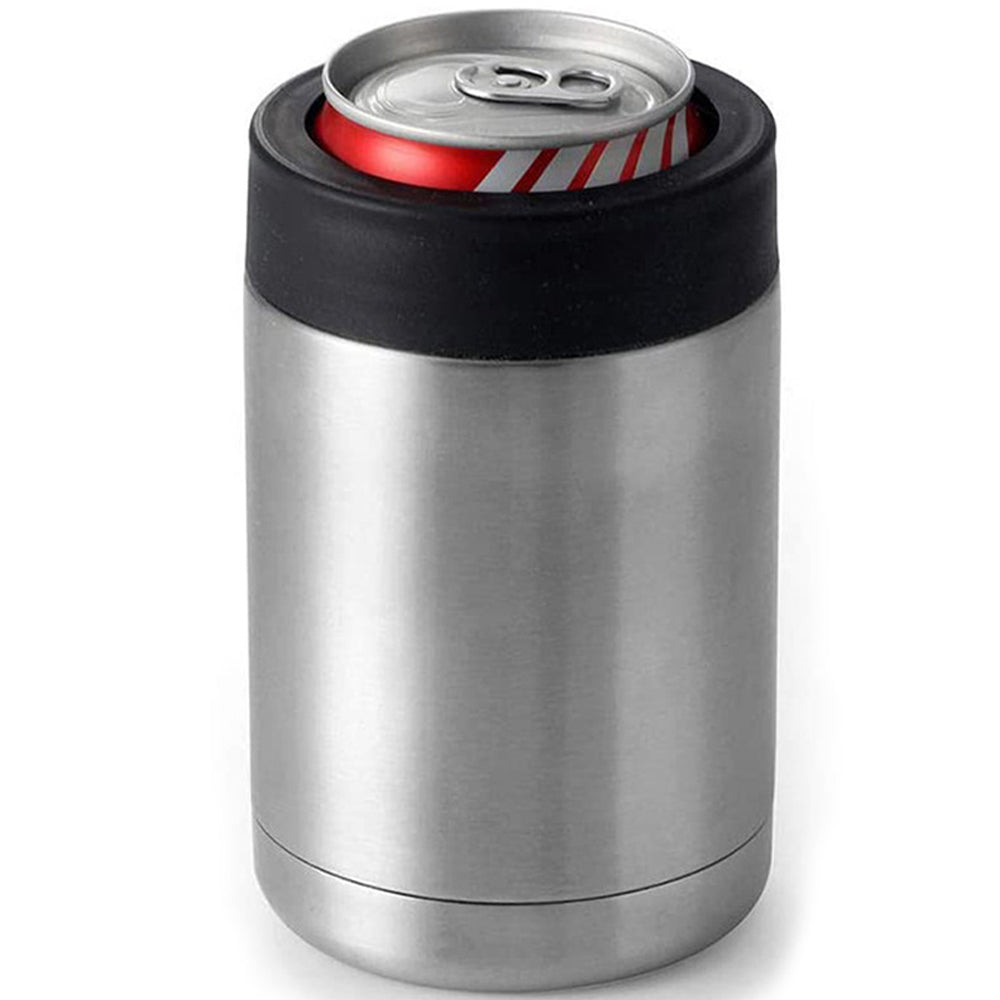 12 oz Double Wall Insulated Can Cooler Beer Bottle Cooler Silver