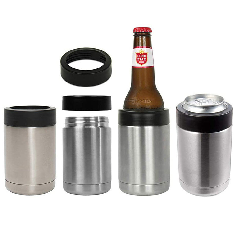12 oz Double Wall Insulated Can Cooler Beer Bottle Cooler Silver