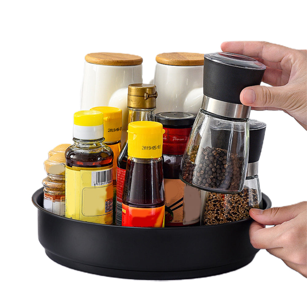 2Pcs Rotating Spice Rack Cabinet Turntable Organizer Tray