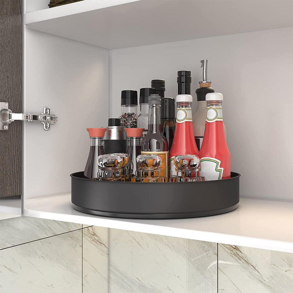 2Pcs Rotating Spice Rack Cabinet Turntable Organizer Tray