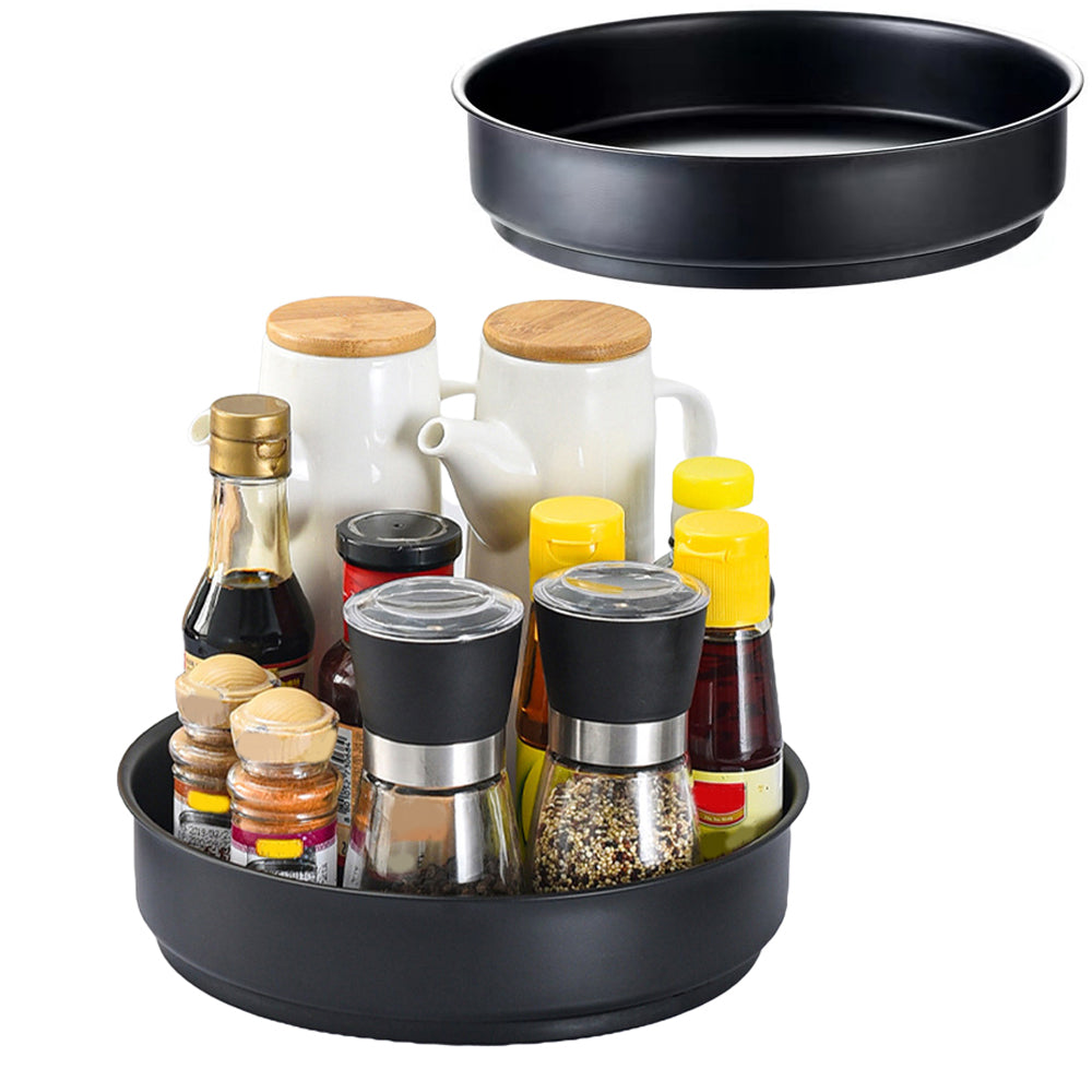 2Pcs Rotating Spice Rack Cabinet Turntable Organizer Tray