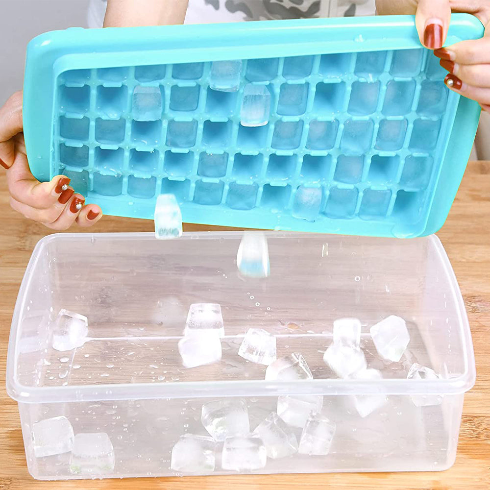 2Pcs 55 Nugget Ice Cube Tray Mold with Bin Blue