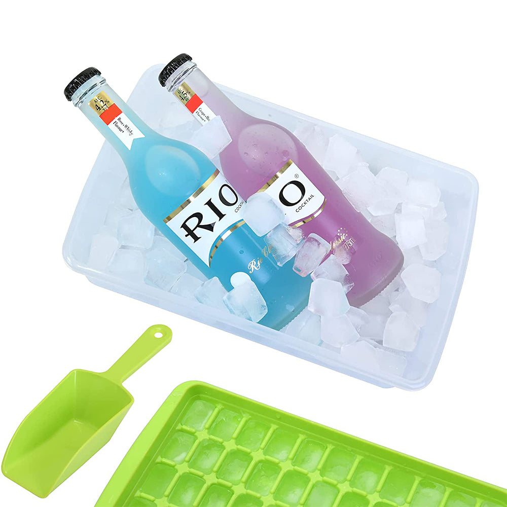 2Pcs 55 Nugget Ice Cube Tray Mold with Bin Green