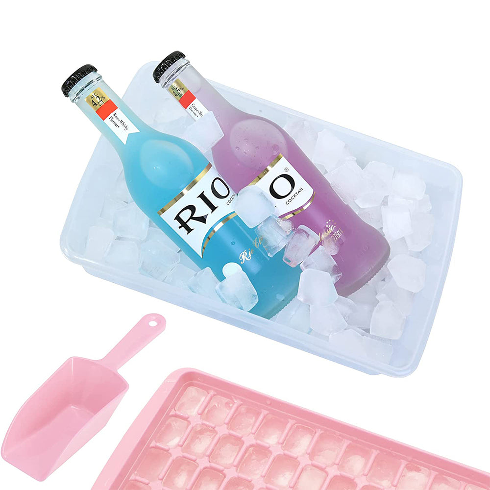 2Pcs 55 Nugget Ice Cube Tray Mold with Bin Pink