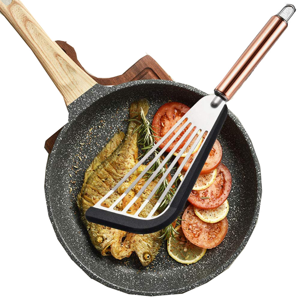 2X Kitchen Non Stick Fish Turner Spatula with Silicone Edge