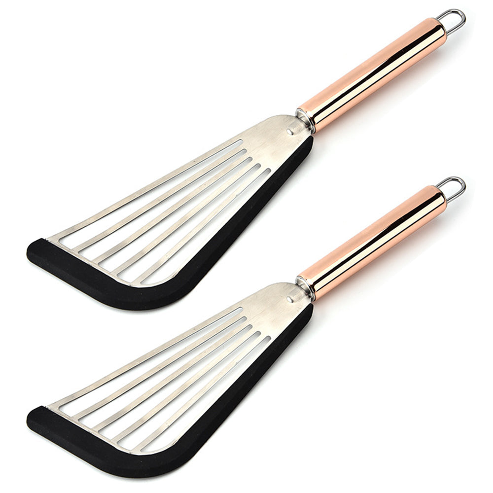 2X Kitchen Non Stick Fish Turner Spatula with Silicone Edge