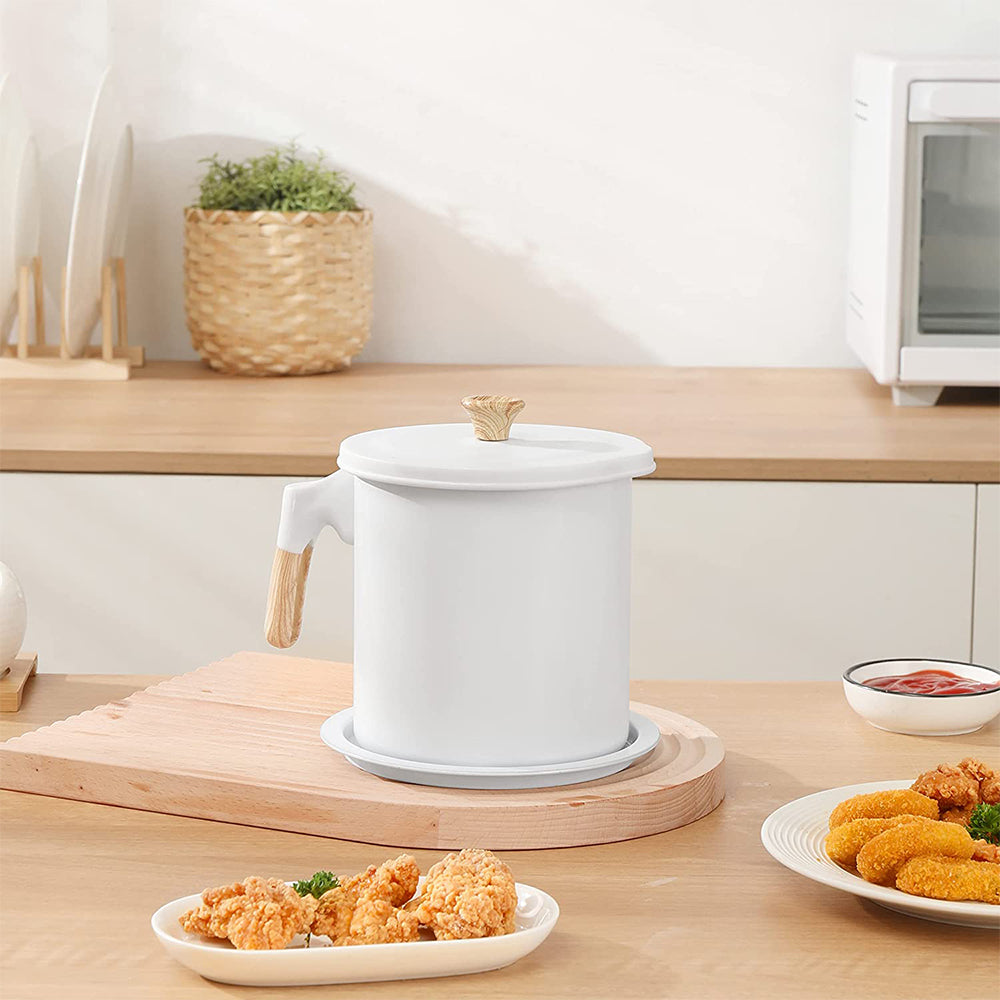 Small Oil Cruet Oil Dispenser Container with Oil Strainer White