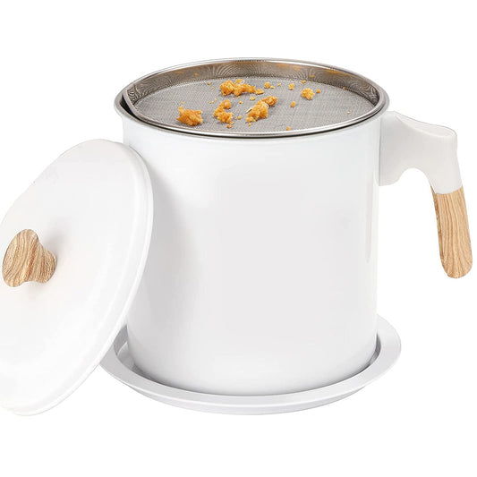 Large Oil Cruet Oil Dispenser Container with Oil Strainer White