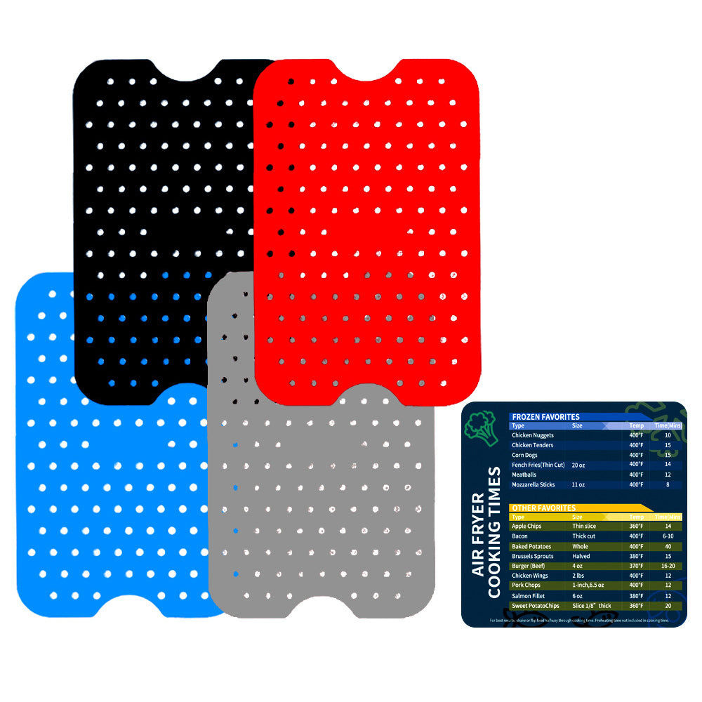 4Pcs Reusable Air Fryer Silicone Liners with Magnetic Cheat Sheet