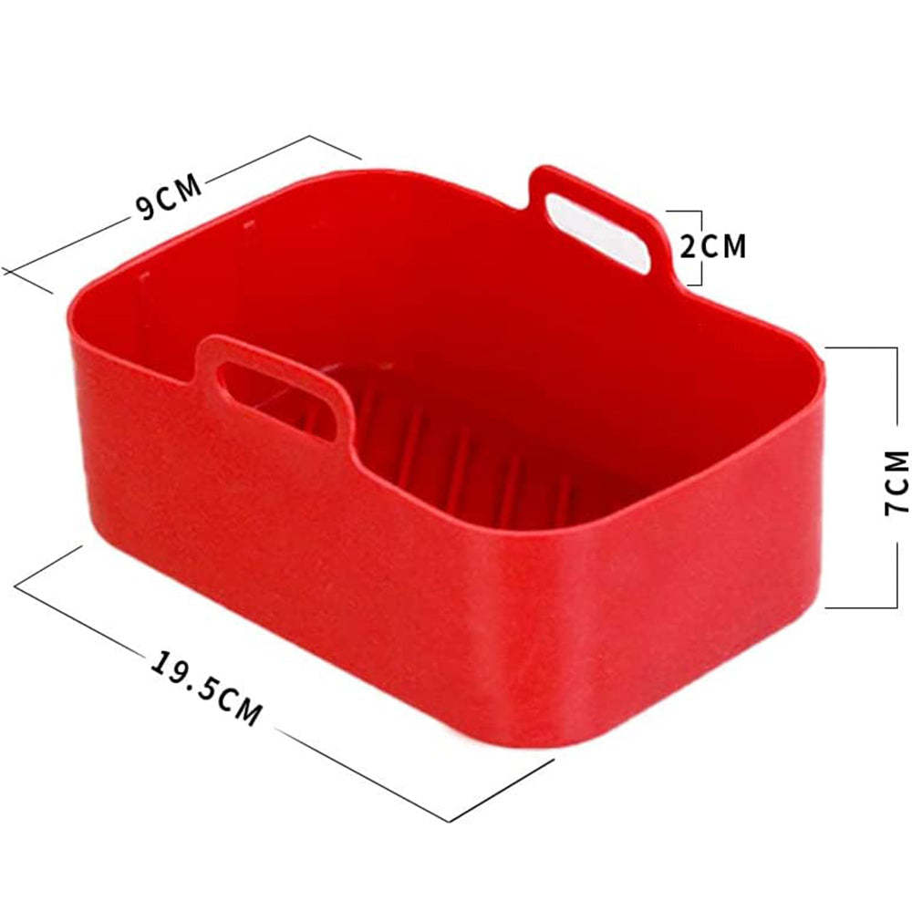 2Pcs Rectangle Air Fryer Silicone Pot for Ninja DZ201 Red
