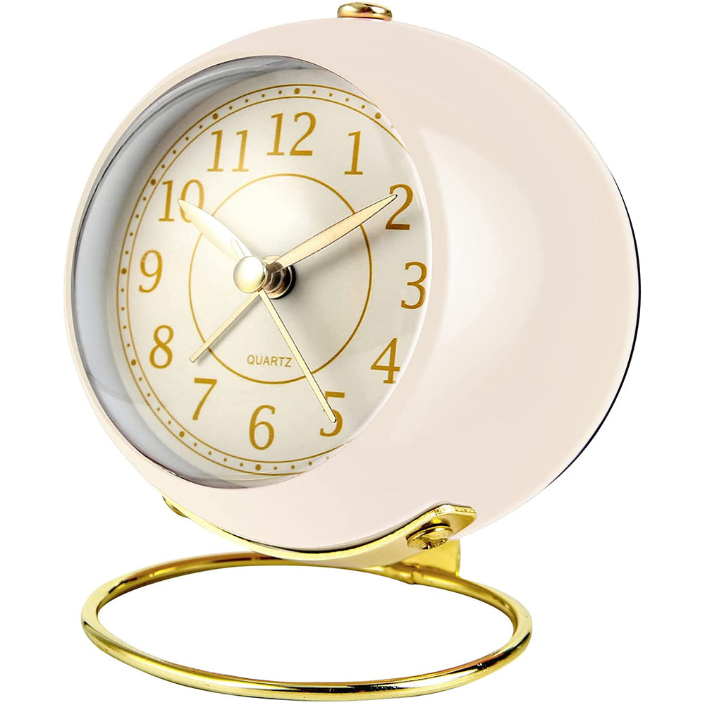Retro Silent Alarm Clock with Night Light Beige