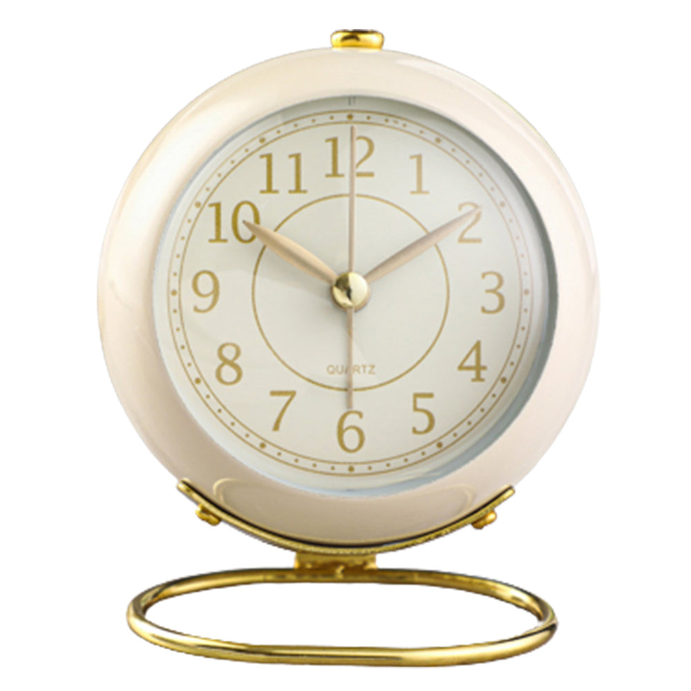 Retro Silent Alarm Clock with Night Light Beige