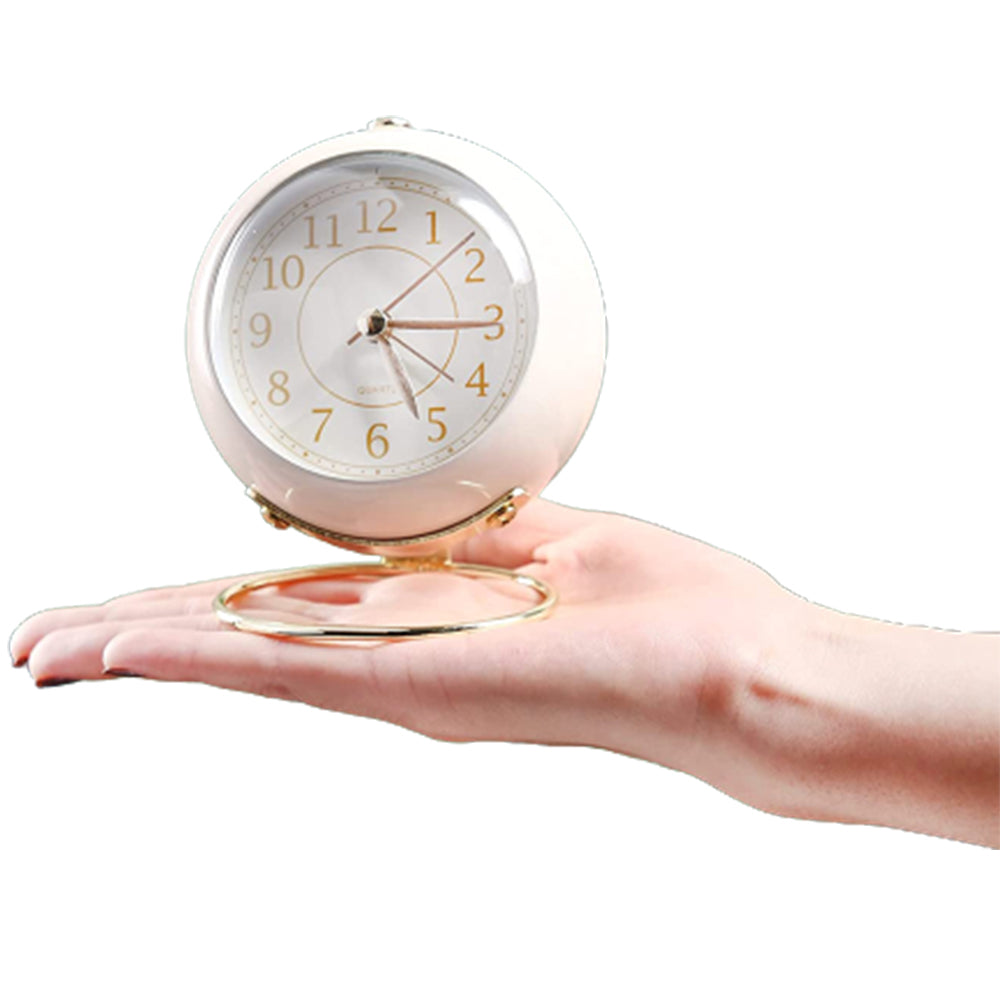 Retro Silent Alarm Clock with Night Light Beige