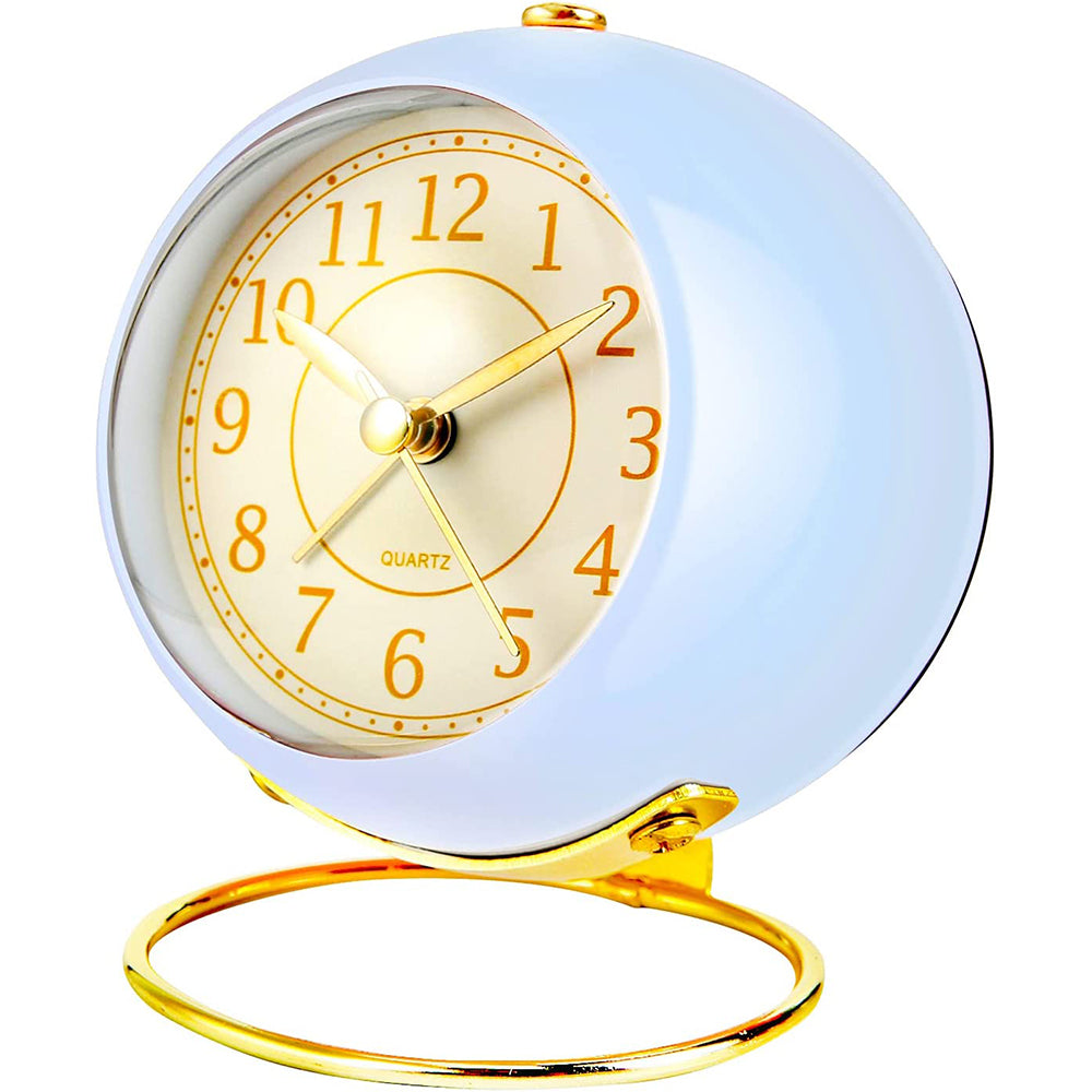 Retro Silent Alarm Clock with Night Light Blue
