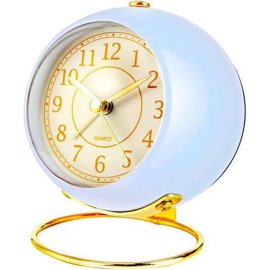 Retro Silent Alarm Clock with Night Light Blue